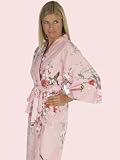 Ladies Cotton Kimono 'Flower Bird' - Pink