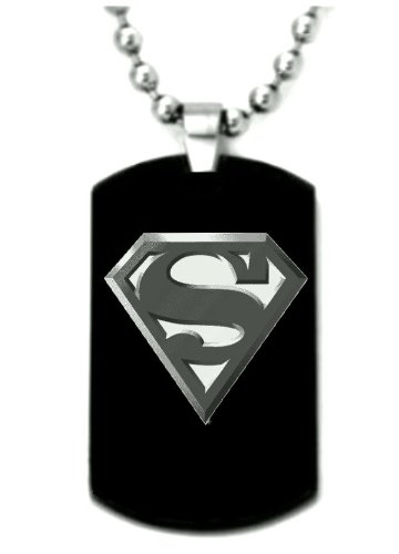  Superman Dogtag Pendant Necklace w/Chain and Giftbox