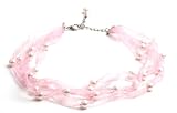 Oi! Ladies N0663  Pink Bead On Pink Ribbon Necklace