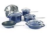 Chantal 10 Piece Enamel on Steel Cookware Set, Cobalt Blue Glossy