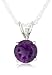 Sterling Silver 8mm Round Amethyst Pendant w/ Light Rope Chain, 18"