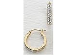 Search : Signature Diamond Accent Hoop Earrings 18KT GOLD OVER SILVER