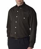 Bill Blass Premium Men's Wrinkle-Free End-on-End Shirt with Pocket - Black