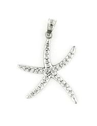 14K White Gold Starfish Necklace Pendant