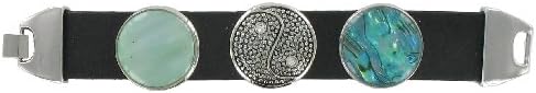Eligo Jewellery 30mm XL Chunk Click-Button Click-Button Black Leather Bracelet Set 21.5cm #18