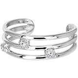 Solid 14K White Gold .03 Carat Genuine Diamond Adjustable Toe Ring