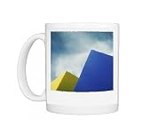 Blue and yellow shapes against sky Photo Mugs