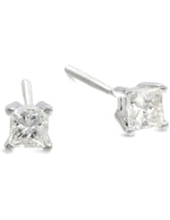 18k Gold Princess-Cut Diamond 4-Prong Studs (1/3 cttw, H-I Color, SI1-SI2 Clarity)