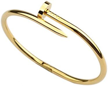 VossWang Women's Stainless Steel Nail Style Love Bangle Bracelet