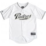 MLB San Diego Padres Youth Short Sleeve 6 Button Synthetic Replica Jersey (White, Medium)