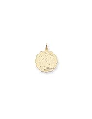 14k Girl Head on .013 Gauge Engravable Scalloped Disc Charm