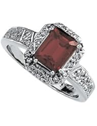 Ann Harrington Jewelry 14k White Gold 8x6 mm Genuine Rhodolite Garnet And 1/6 Ct Tw Diamond Antique Style Ring
