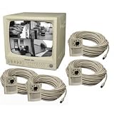 Security Labs SLM427 12 B/W Quad Monitor with 4 Weatherproof Cameras and PIR