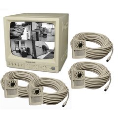 Security Labs SLM427 12 B/W Quad Monitor with 4 Weatherproof Cameras and PIR