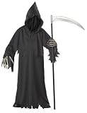 Grim Reaper Deluxe Scary Kids Ghost Costume(Large-Black)