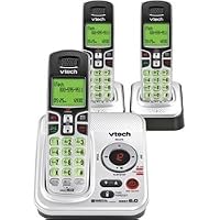 Vtech DECT 6.0 White/Black Expandable 3-Handset Cordless Phone System with Digital Answering Device and Caller ID (CS6229-3)