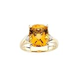 14K Yellow Gold 0.14 ct. Diamond and 5 1 3 ct. Citrine Ring