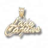 Louisiana-Lafayette Ragin' Cajuns Solid 14K Gold ''LADY CAJUNS'' 3/8'' Pendant