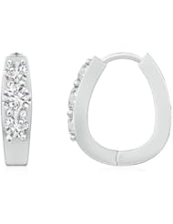 1 ct Three Stone Round Diamond Hoop Earrings
