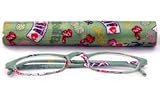 Calabria Readers Tube Readers Reading Glasses - Poker Pattern Green