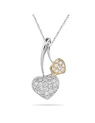0.36 Cts Diamond Two Tone Heart Pendant in 18K Gold