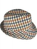 Outer Rebel Fashion Squaretop Fedora Hat- Black, Brown & Green Plaid