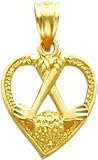 14K Gold Golf Clubs and Ball Heart Pendant