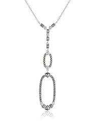 Judith Jack "Purple Moon" Sterling Silver and Marcasite Linear Loop Pendant Necklace, 18"