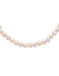 Sterling Silver 18in 6-7mm Pastel Freshwater Cultured Pearl Necklace.
