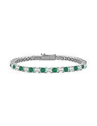 18K White Gold Princess Cut Emerald Diamond Tennis Bracelet 2.00 CT TGW
