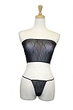 Exposed by Magic Silk Wavy Line Mesh Tube Top and G-String Set, Lrg/Xl, Black