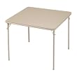 Meco Square Folding Table, 34 by 34-Inch, Buff Frame and Buff Vinyl Top
