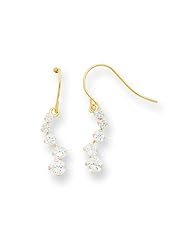 MadiK® 14k Yellow Gold Polished CZ Journey Shepherd Hook Dangle Earrings