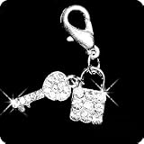 PURELY CHARMING Pet Charm / Pendant with Handset Swarovski Crystals - Key & Lock Set