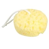 Yellow Round Bath Body Shower Soft Sponge w Hanging Loop