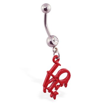 Navel ring with dangling bloody philly 