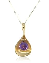 18k Yellow Gold Plated Sterling Silver Genuine African Teardrop Pendant Necklace, 18"
