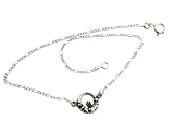 Sterling Silver Irish Celtic Claddagh Charm 9 Figaro Anklet