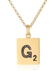 Scrabble 925 Yellow Gold Plated 0.051ct Diamond Initial G Pendant Necklace, 18"