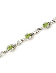14K White Gold Oval Peridot Bracelet