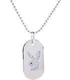 Playboy Bunny Jewel Paved ID DOG TAG silver NECKLACE