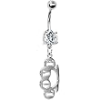 Crystalline Gem Love Brass Knuckle Belly Ring