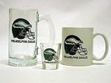 PHILADELPHIA EAGLES 3 Piece Team Logo COFFEE MUG / SHOT GLASS / Glass BEER MUG Set