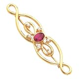 14K White or Yellow Gold Ruby and Diamond Brooch (ALSO AVAILABLE WITH OTHER GEMSTONES)