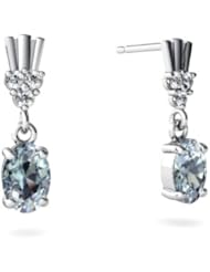 Genuine Aquamarine 14kt White Gold Dangle Drop Earrings