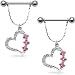Body Accentz&trade; Nipple Ring Bars Heart Body Jewelry Pair 14 gauge Sold as pair