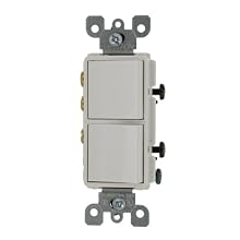 Leviton 5640-W 20 Amp, 120/277 Volt, Decora Brand Style 3-Way / 3-Way AC Combination Switch, Commercial Grade, Grounding, White