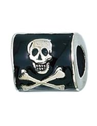 Sterling Silver Enamel Pirate Flag Zable Bead bz2017