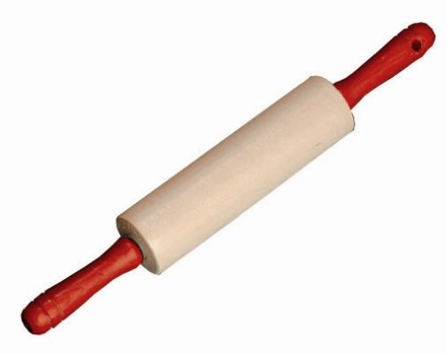 J.K. Adams BRP-2 10-1/2-Inch by 7/8-Inch Maple Bakers Pin with Red Handles