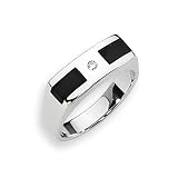 Diamond and Onyx Sterling Silver Men's Ring (Sizes 9-11)
